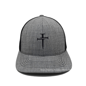 Sombreros de camionero de malla gris/negro de alta calidad informales unisex logotipo personalizado ajustable ciclismo al aire libre lona estilo de moda - Product Image 1