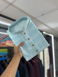 Ensemble Kurta Payjama pour homme en coton de soie jacquard lourd traditionnel indien pour mariage et fête Maruti Fashion MF374 En stock - Product Image 3