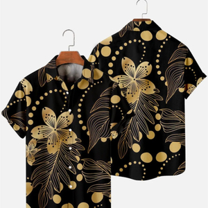 100% coton, T-shirt pour homme, coupe ample, imprimé Chemises de plage décontractées pour hommes Confortable Hawaii Wear 100% Cotton Short Sleeve - Product Image 4