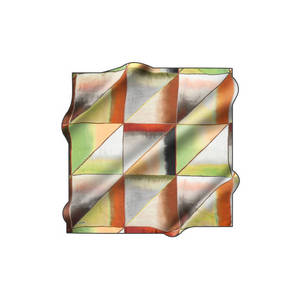 Beige <b>Silk</b> Twill <b>Scarf</b> with Geometric Logo Pattern - Product Image 1