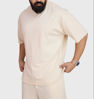 T-shirt décontracté pour homme, coupe carrée, blanc uni, épais, doux, 60% coton 40% polyester, tricoté, bords bruts, coupe classique, écologique, séchage rapide