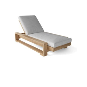 Chaise longue d'extérieur en bois rembourrée et coussinée pour hôtel et parc - Product Image 2