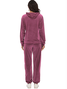 ชุดวอร์มกำมะหยี่สำหรับผู้หญิงชุดวอร์มมีฮู้ดสำหรับผู้หญิงชุดวิ่งมีฮู้ดโลโก้แบบกำหนดเอง - Product Image 3