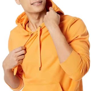 Embroidered Vintage Hip Hop Cotton Heavyweight Yellow 100% Cotton Custom Printed Graphic <b>Cropped</b> Boxy Hoodies for <b>Men</b> - Product Image 3