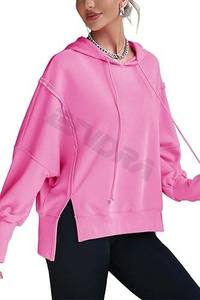 2025 femmes automne Style décontracté pull à capuche sweats XS taille Logo personnalisé couleur unie col zippé imprimé Technique - Product Image 2