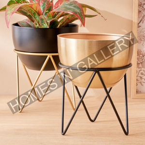 Large Gold Plated Metal Planter with <b>Stands</b> Made with High Quality Iron Manufacturer Indian Factory <b>Pots</b> <b>Stands</b> - Product Image 1