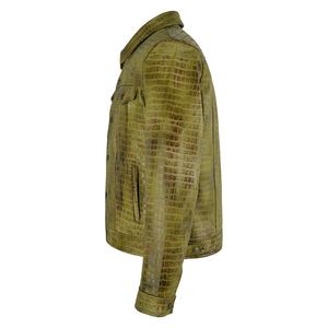 Veste en toile de cuir vintage, vert olive, style camionneur, exotique, coupe-vent, imperméable, fermeture éclair pour l'hiver - Product Image 4