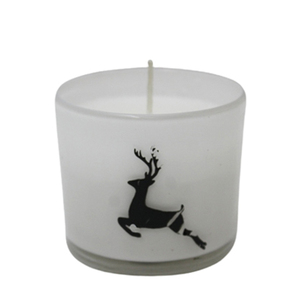 Tarro de vela votivo redondo de vidrio con cera de Color rojo para decoración del hogar y Navidad hecho a mano personalizado - Product Image 2