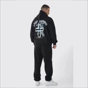 Survêtements d'hiver décontractés à capuche en polaire polyester/coton pour hommes, motif uni imprimé personnalisé, logo personnalisé, faible MOQ, coupe régulière Hip Hop - Product Image 3
