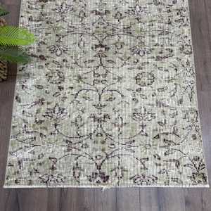 Alfombra Turca Vintage, Alfombra Decorativa de 2.8x6.7 pies, Alfombra Floral Verde - Product Image 2