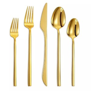 Juego de cubiertos chapados en 18/8 de acero inoxidable 304 de pulido de espejo alto de lujo, juego de cubiertos de boda, regalos de negocios de PVD occidentales desechables - Product Image 6