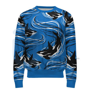 Sudadera de calidad superior de lana pesada con estampado personalizado bordado Diseño de pez ropa de calle Unisex camiseta de invierno de manga larga - Product Image 1