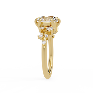 Bagues de fiançailles solitaires en diamant de laboratoire rond, inspirées de la nature, en or jaune 14 carats, certifiées IGI, bijoux de mariée personnalisés, vente en gros - Product Image 4