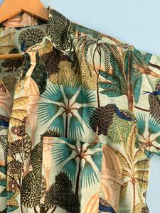 เสื้อเชิ้ตแขนสั้นผ้าฝ้ายแท้สำหรับผู้ชาย, เสื้อพิมพ์ลายดอกไม้ชายหาดสำหรับงานปาร์ตี้กลางแจ้ง100% แฮนด์เมด - Product Image 3