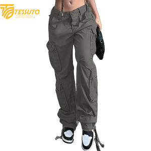 Pantalones cargo de cintura alta para mujer Vaqueros de cintura alta elegantes - Product Image 1
