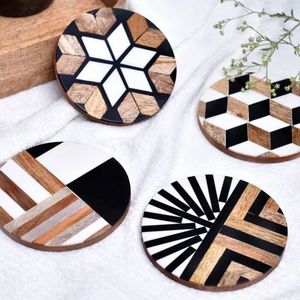 Posavasos personalizado de alta calidad, posavasos para tazas de té, posavasos redondos de madera y resina para uso doméstico y de oficina - Product Image 3