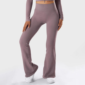 Leggings de yoga pour femmes Logo personnalisé Spandex Nylon doux 4 voies Strech Leggings de levage pour femmes Leggings froissés pour femmes - Product Image 5