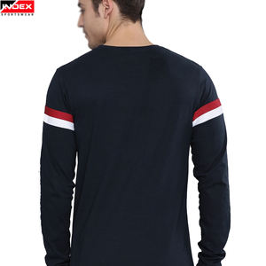 Camisetas de manga larga de verano para hombre 100% algodón Logotipo de impresión personalizado en la parte delantera diseño de patrón sólido bajo MOQ - Product Image 3