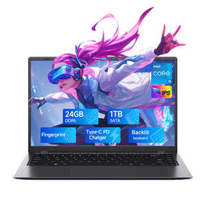 Computadoras portátiles Win11 de 14 ", CPU para computadora portátil de negocios, 12 núcleos, 12 núcleos, desbloqueo de huellas dactilares de 16 hilos, retroiluminado, 24GB, 1TB, DDR5 - Product Image 1