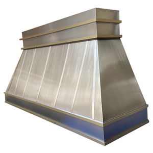 Tùy Chỉnh Hình <span class=keywords><strong>D</strong></span>ạng Hình Thang Chải Thép Không Gỉ Ống Khói Phạm Vi Mui Xe Bìa Với Vách Ngăn Lọc Điện Treo Tường Thông Gió - Product Image 2