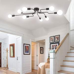 现代8灯吊灯工业嵌入式天花板灯具交流电源水晶客厅卧室餐厅厨房 - Product Image 6