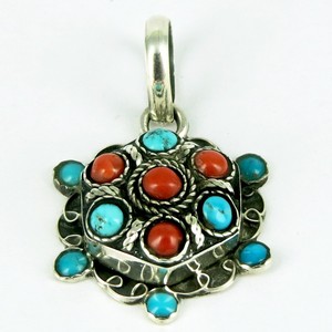 Pendentifs de célébrations corail Turquoise en argent Sterling 925, beaux bijoux en argent, Design Unique, pendentif en argent - Product Image 5