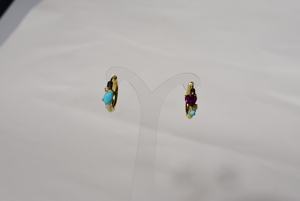 S925 14K Gold Plated Chunky Natural Amethyst White Sapphire Pink Amethyst Aquamarine Earring Customizable for Retail OEM ODM - Product Image 2
