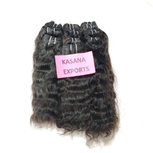 Extensiones de cabello humano de onda profunda de doble trama para mujer negra paquete indio crudo sin procesar Natural 100% alineado con cutícula - Product Image 1