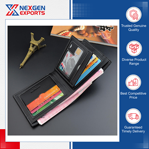 Highest Selling Exclusive Range Luxury Durable Short Men's PU Leather Wallet with Polyester Lining for Business & <b>Travel</b> Use - Product Image 4