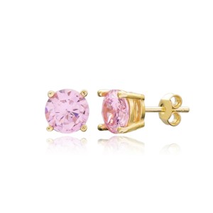 Pink Quartz Stone Solitaire <b>Stud</b> <b>Silver</b> Earring Turkish Handmade Wholesale 925 Sterling <b>Silver</b> Jewelry - Product Image 1