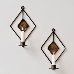 Candelabro de Pared de Hierro Forjado con Diamantes Vintage, Aplique de Pared de Lujo con Forma de Rombo, Decoración para Hogar, Bodas, Chimeneas, Arte Antiguo - Product Image 1