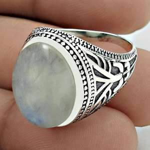 Factory Direct Sale OEM Custom Fine Rainbow Moonstone Gemstone Jewelry <b>Rings</b> Vintage 925 Sterling <b>Silver</b> Bohemian <b>Ring</b> For <b>Men</b> - Product Image 2