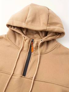 Ropa de invierno Color sólido Cuarto Cremallera Hombres Sudaderas con capucha Servicio OEM Uso al aire libre Ropa de moda Sudaderas con capucha para hombres - Product Image 4