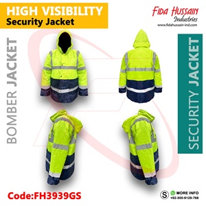 Chaqueta de seguridad de poliéster 100% de alta visibilidad personalizada, ropa de trabajo de bombardero verde con cuello, ropa de seguridad para ropa de trabajo - Product Image 5