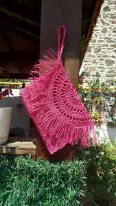 Fabriqué à la main pour femmes été plage Crochet paille pochette bohème glands chameau papier Rafia sac à main - Product Image 3