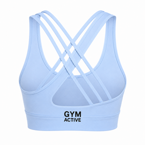 Women Light Blue Plaid <b>Racerback</b> Sports <b>Bra</b> High Waist Leggings Set Custom Gym Activewear Yoga Workout Fitness Plus Size Front - Product Image 6