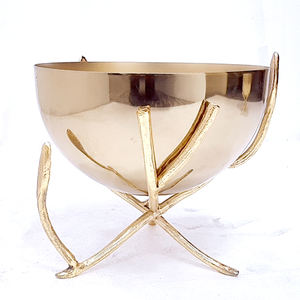 Bol rond en acier inoxydable et en laiton texturé martelé, finition brillante, pour servir des fruits secs, décoration d'intérieur - Product Image 6