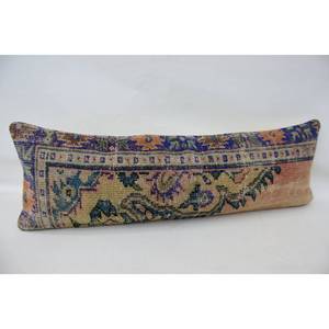 Beige Bohème Kantha Patchwork Laine Oreiller 16x48 Pouces Floral Vintage Carré Motif Tissé Coussin Décoratif pour Literie Plancher - Product Image 3