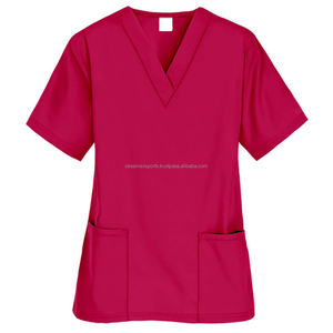 Venta al por mayor de alta calidad de 4 vías elástico Spandex Scrubs para mujeres y hombres cuello en V Hospital uniforme médico conjuntos - Product Image 5