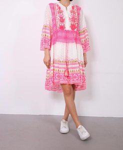 Blusa de Chifón con Bordado de Cuentas y Diseño Paisley, Estilo Moderno, Larga hasta el Suelo, Sin Mangas, con Borlas Tejidas, Talla Estándar, Cuello en V - Product Image 1