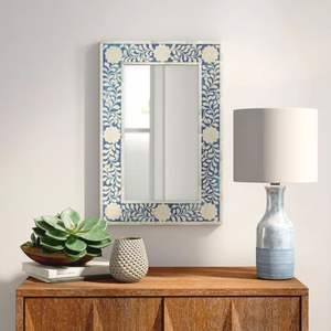 Espejo de pared con incrustaciones de hueso hecho a mano sólido, marco decorativo con incrustaciones de perlas madre de alta calidad, estilo moderno para decoración del hogar - Product Image 1