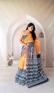 Elegante Lino Seda Sari Colección Moderno Fancy Printed Party Sarees Unique Luxury Fabric Designs para Invierno Verano Venta al por mayor - Product Image 4