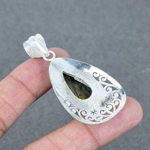 Colgante de Latón chapado en plata 925 de alta calidad, piedras preciosas de labradorita, venta al por mayor, colgantes y dijes de joyería fina a precio de fábrica - Product Image 4