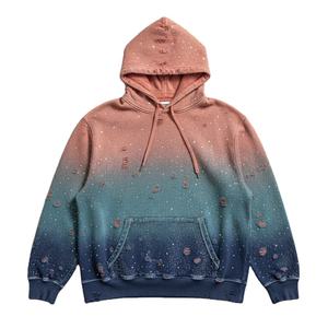 2026 à la mode hiver soleil fondu détresse strass concepteur à capuche Logo personnalisé pull casual Street Style 100% coton surdimensionné - Product Image 4