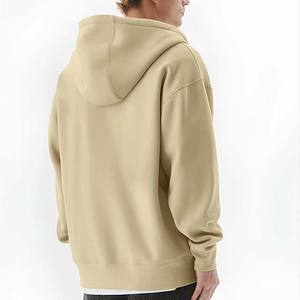 Sudaderas con capucha con cremallera bordada y logotipo personalizado para hombre, forro polar de algodón informal de Color sólido, diseño de bolsillo de 350g, Invierno - Product Image 3