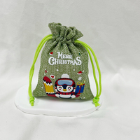 Sacs à Cordon en Toile de Jute Colorée et Lin, Emballage Cadeau de Noël, Pochettes à Bijoux
