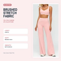 Ensemble de vêtements de yoga pour femmes personnalisé en bleu marine, vert sauge et rose, comprenant une brassière de sport, un débardeur, un short, un legging et un pantalon évasé, tenue de fitness coordonnée