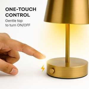 Lámpara de mesa recargable de latón antiguo Luz de noche con control táctil con carga tipo C para dormitorio y oficina - Product Image 5