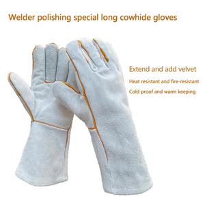 <b>Men's</b> Cowhide Work <b>Gloves</b> with Durable Non-Slip Grip Long Welding <b>Gloves</b> Firm Leather Material - Product Image 6