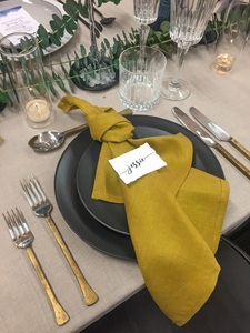 Ensemble de serviettes en coton pur jetables faites à la main de couleur jaune moutarde, nappe de table solide pour restaurant, serviettes de mariage pour les dîners - Product Image 2